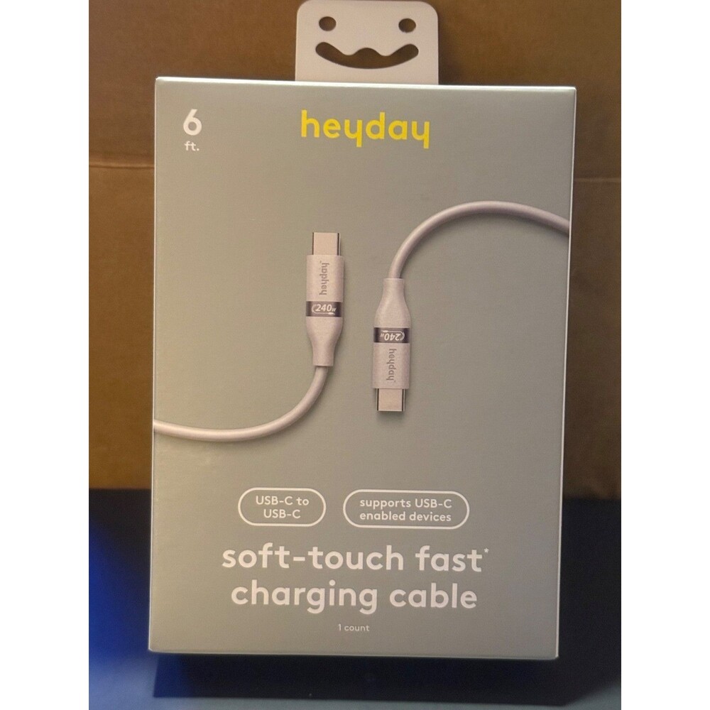 6' USB-C to USB-C Soft Touch Fast Charging Cable - heyday
